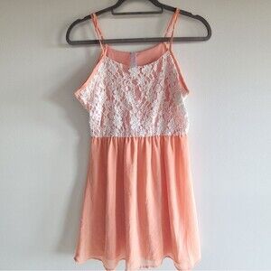 Salmon & White lace Pink Blush top with adjustable straps